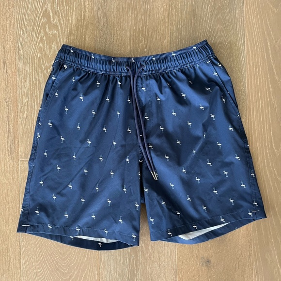 Mens 7” Mini Flamingo Swim Shorts - Picture 2 of 4